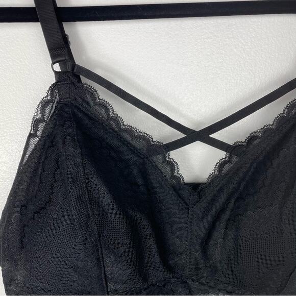 Black Sexy Bra Criss Cross Front X  Strappy 3XL - Picture 4 of 7